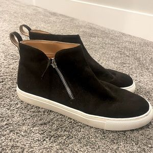 J.Crew Faux Suede Black High Top Sneakers